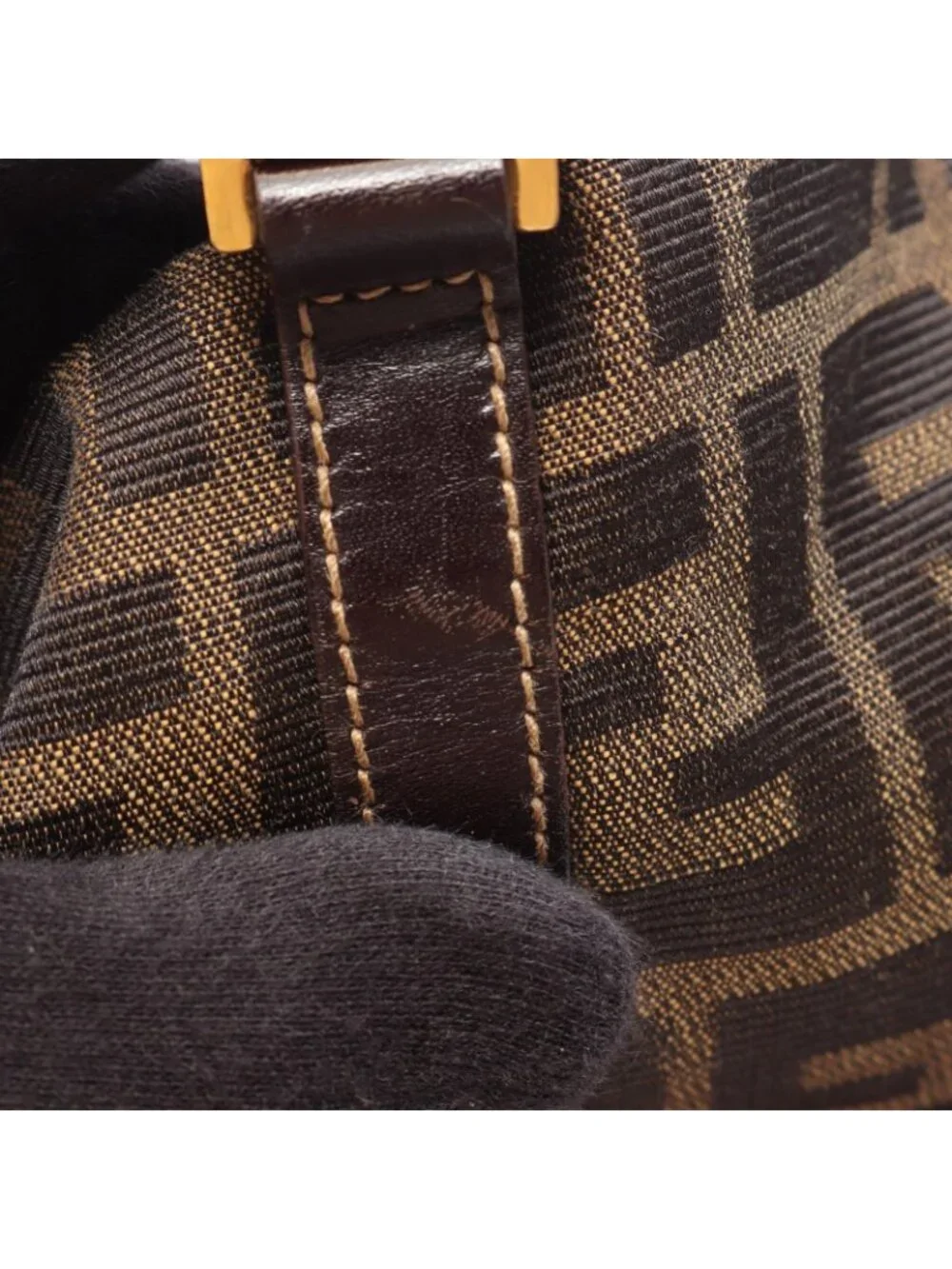 Fendi Tote Zucca Brown Black Canvas Leather